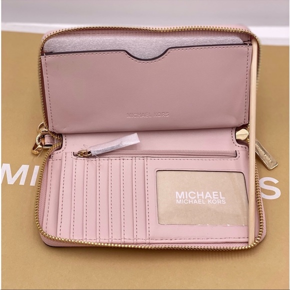 Michael Kors Jet Set Travel Wallet Phone Case Wristlet Pink - Picture 3 of 10